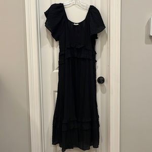 &Merci Black Ruffle Midi dress